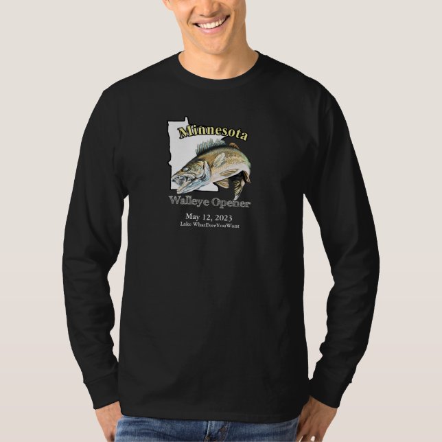 Camiseta Personalizado Lake/Date Minnesota Walleye Opener T (Anverso)