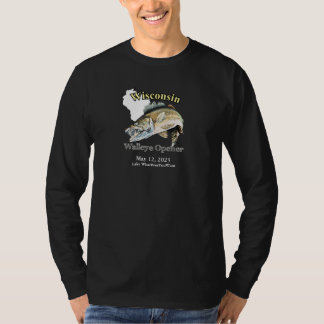 Camiseta Personalizado Lake/Date Wisconsin Walleye Opener