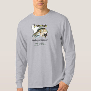 Camiseta Personalizado Lake/Date Wisconsin Walleye Opener T