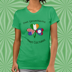 Camiseta Personalizado Laos Irlanda USA Trébol para Mujeres