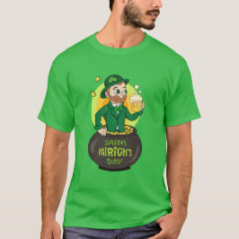 Camiseta Personalizado leprechaun en una olla de oro sosten