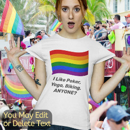 Camiseta PERSONALIZADO LGBT Texto Bandera arco iris Bandera