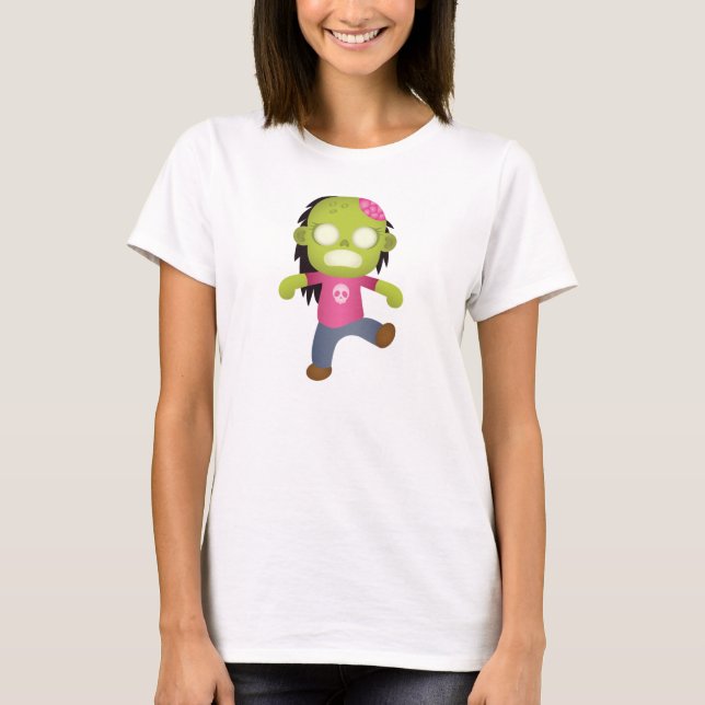 Camiseta Personalizado lindo Chica Zombie (Anverso)