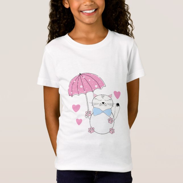 Camiseta Personalizado lindo con paraguas (Anverso)