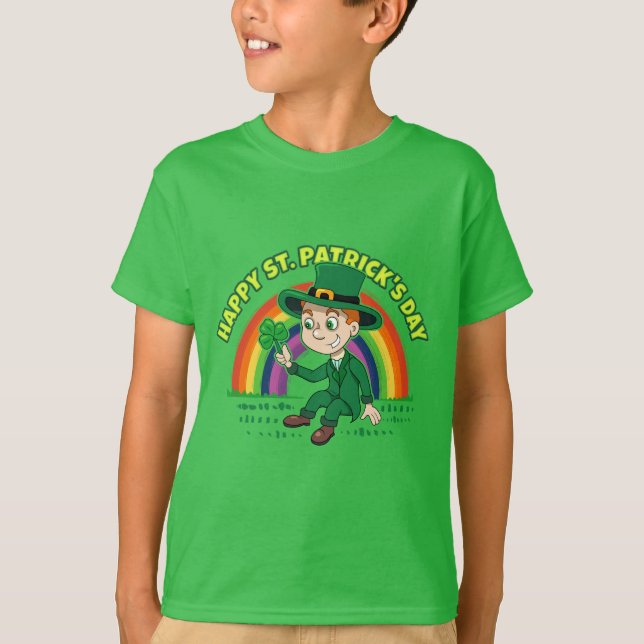 Camiseta Personalizado lindo leprechaun con shamrock y arco (Anverso)