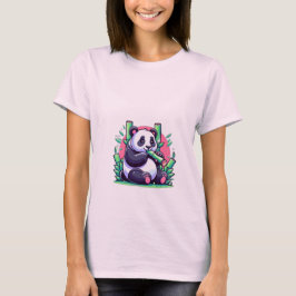 Camiseta Personalizado lindo Panda comiendo bambú