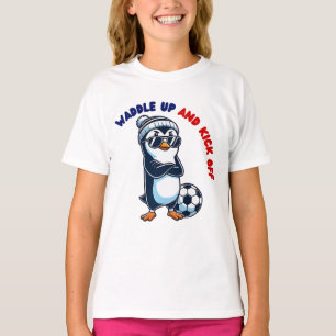 Camiseta Personalizado lindo pingüino futbolista