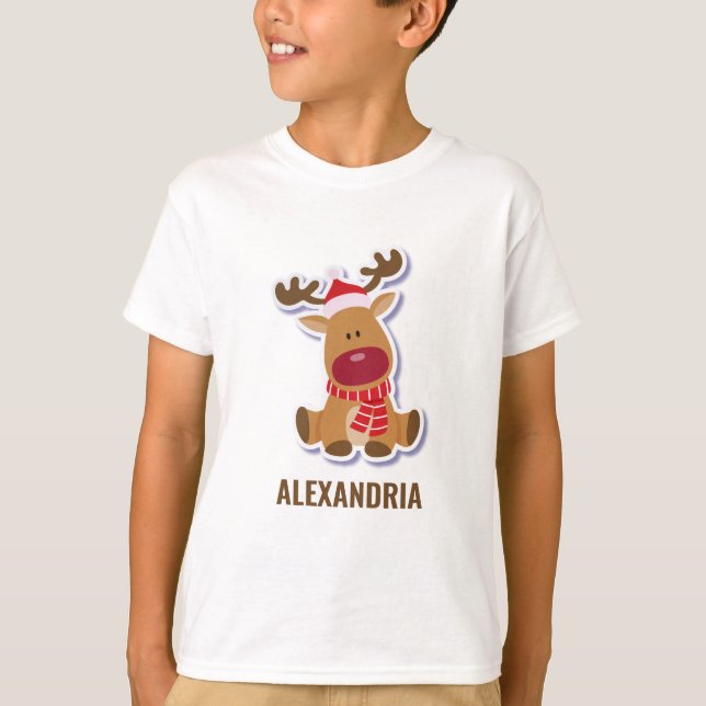 Camiseta Personalizado lindo reno Rudolph Navidades de Sant (Anverso)