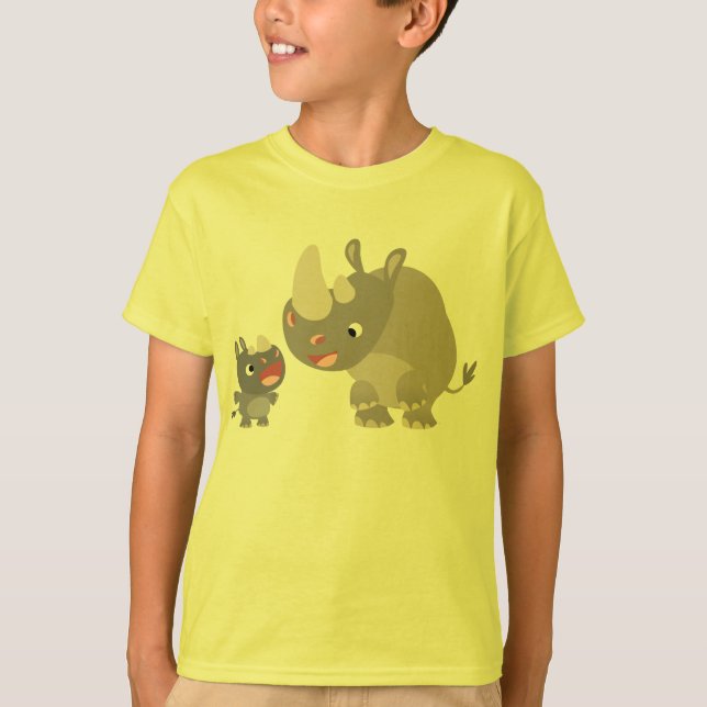Camiseta Personalizado lindo Rhino Baby & Big Rhino Kids Ca (Anverso)