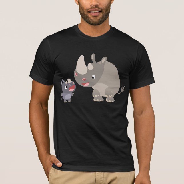 Camiseta Personalizado lindo Rhino Baby y Big Rhino T-Shirt (Anverso)