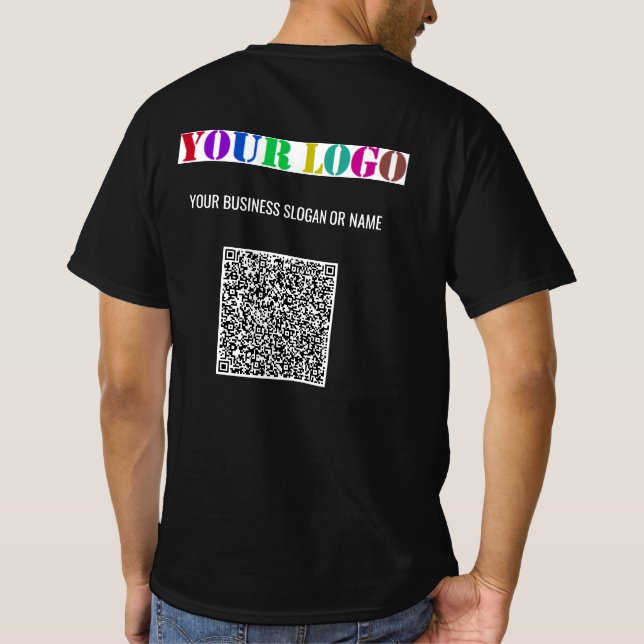 Camiseta Personalizado Logotipo Texto Código QR Plantilla d (Reverso)