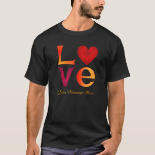 Camiseta Personalizado LOVE Square Lettering Red & Yellow o