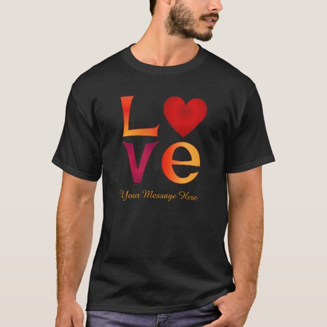 Camiseta Personalizado LOVE Square Lettering Red & Yellow o (Anverso)