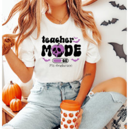 Camiseta Personalizado Maestra Halloween Teacher Mode On