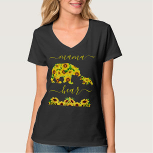 Camiseta Personalizado MAMA BEAR Sunflowers Mamá Mujeres Cu