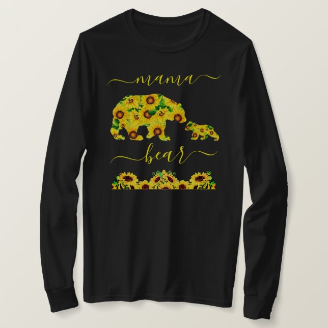 Camiseta Personalizado MAMA BEAR Sunflowers Mamá Mujeres Cu (Anverso del diseño)