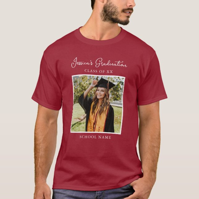 Camiseta Personalizado marrón graduado foto Fiesta moderno (Anverso)