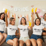 Camiseta Personalizado Más Probable Para La Fiesta De La Ba<br><div class="desc">¿Estás buscando una manera divertida y única de mostrar tu amor por tu futura novia? ¡Luego revisa nuestro más personalizado y más probable para los camisetas de la fiesta de la soltera! Estos camisetas son perfectos para cualquier chica que planee su gran día. No sólo son divertidísimos, sino que también...</div>