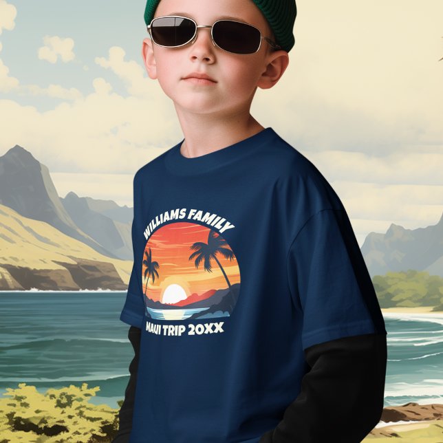 Camiseta Personalizado Maui Viaje Guay Sunrise Palm Tree Ki (Subido por el creador)