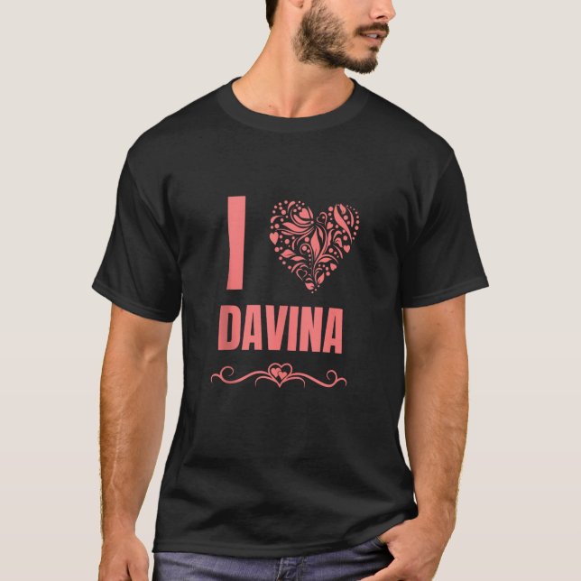 Camiseta Personalizado Me Encanta DAVINA Nombre Personal Me (Anverso)