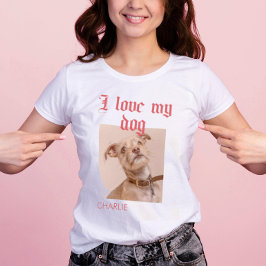 Camiseta Personalizado Me Encanta Mi Foto De Perro Rojo