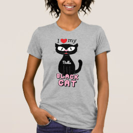 Camiseta Personalizado me encanta mi gato negro