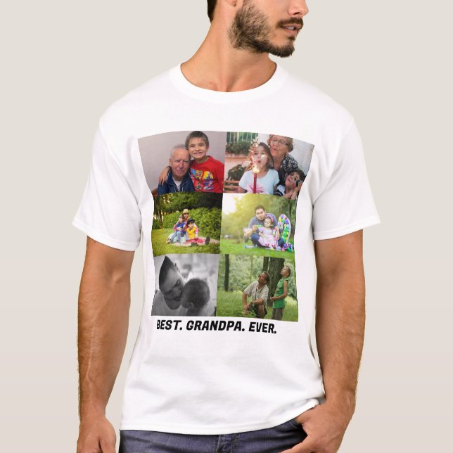 Camiseta Personalizado Mejor abuelo jamás 6 collage de foto (Anverso)