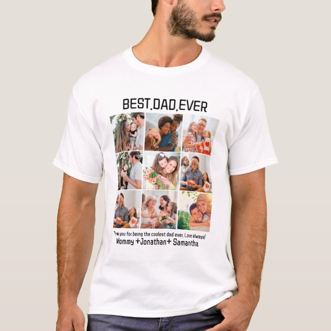 Camiseta Personalizado Mejor Papá Nunca Padres Día 9 Collag (Anverso)