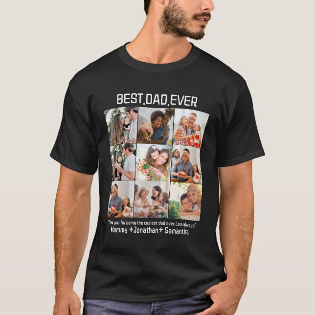 Camiseta Personalizado Mejor Papá Nunca Padres Día 9 Collag (Anverso)