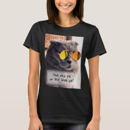Camiseta Personalizado Meme divertido gato azul con gafas