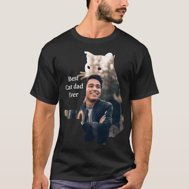 Camiseta Personalizado moderno lindo gato plantilla de foto (Anverso)
