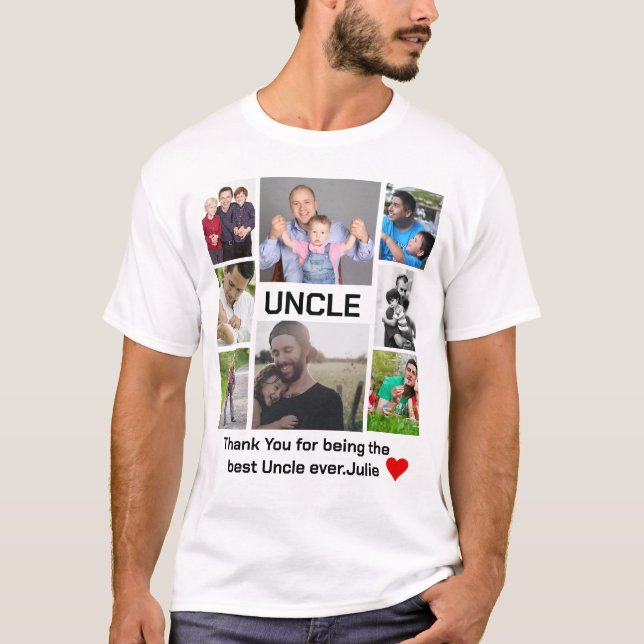 Camiseta Personalizado moderno tío 8 Collage de fotos (Anverso)