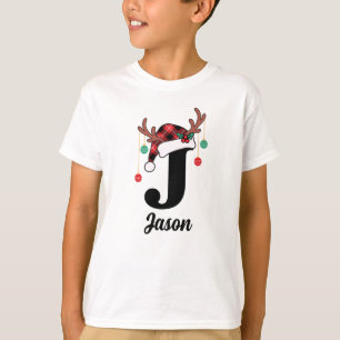 Camiseta Personalizado Monograma Familia Navidad Santa Hat