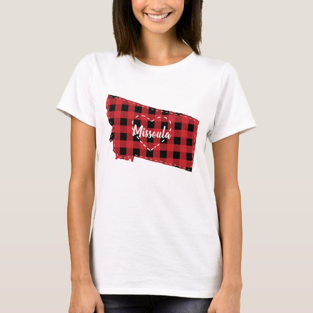 Camiseta Personalizado Montana Hogar Estado Búfalo Navidade (Anverso)