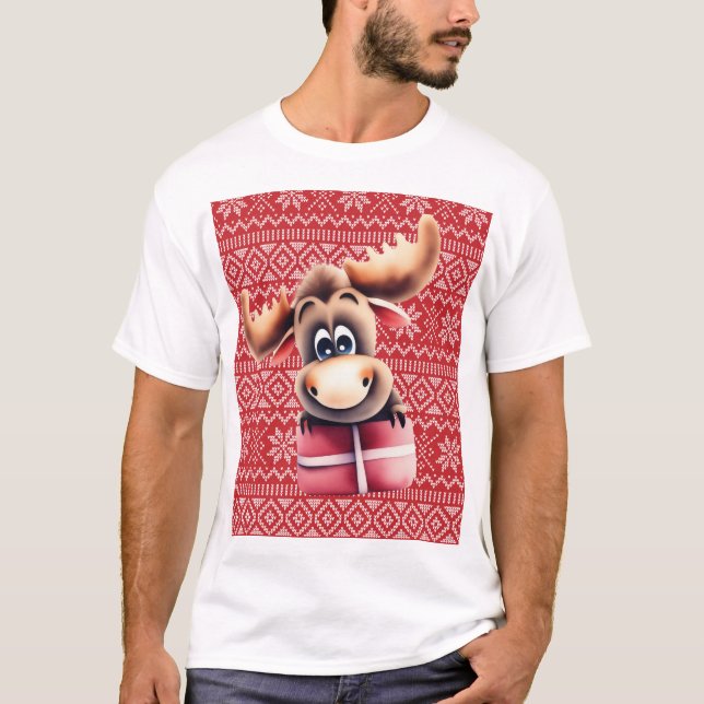 Camiseta Personalizado Moose con regalo de Navidades (Anverso)
