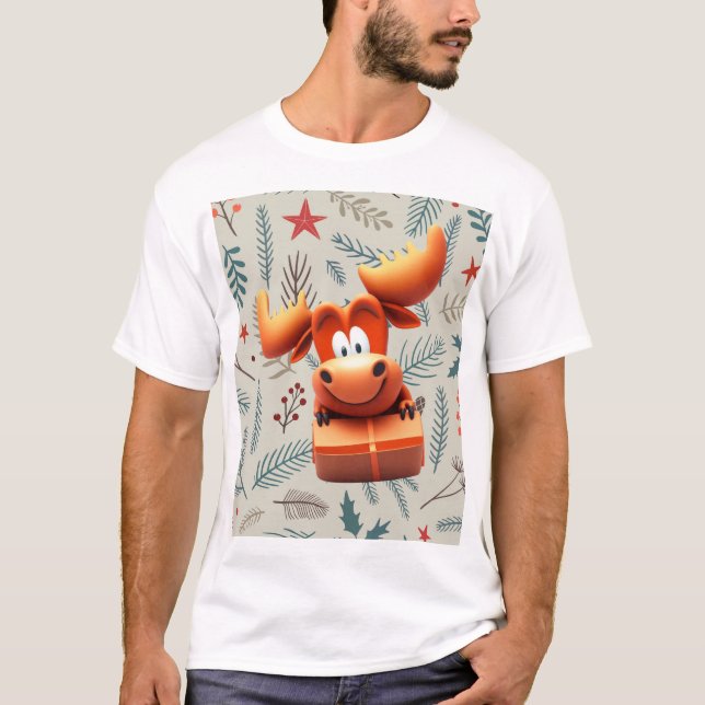 Camiseta Personalizado Moose con regalo sobre el patrón de  (Anverso)