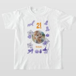 Camiseta Personalizado morado de Halloween con foto, edad y