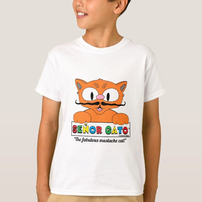 Camiseta Personalizado Mustache Cat Cute humorístico (Anverso)