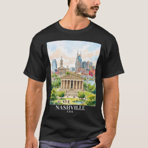 Camiseta Personalizado Nashville Tennessee EE. UU. Acuarela