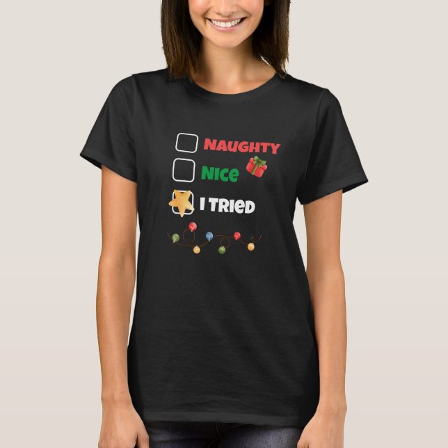 Camiseta Personalizado Naughty Naughty Intenté A Los Navida (Anverso)
