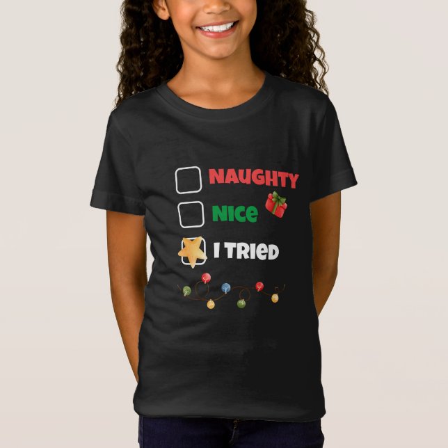 Camiseta Personalizado Naughty Naughty Intenté A Los Navida (Anverso)