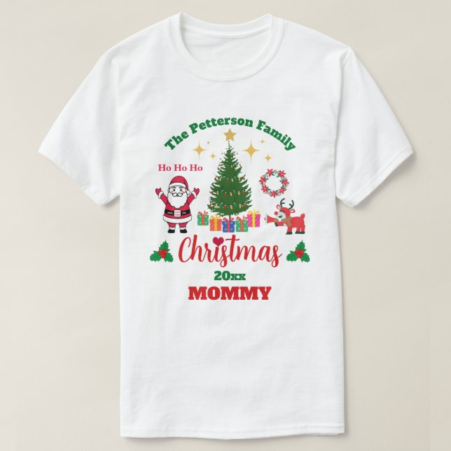 Camiseta Personalizado Navidades de la familia blanca Santa (Diseño del anverso)