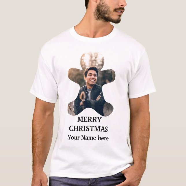 Camiseta Personalizado Navidades modernos foto del hombre d (Anverso)