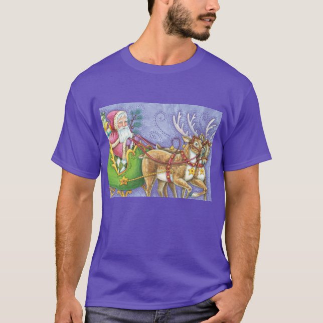 Camiseta Personalizado Navidades Santa Claus Sleigh Reindee (Anverso)