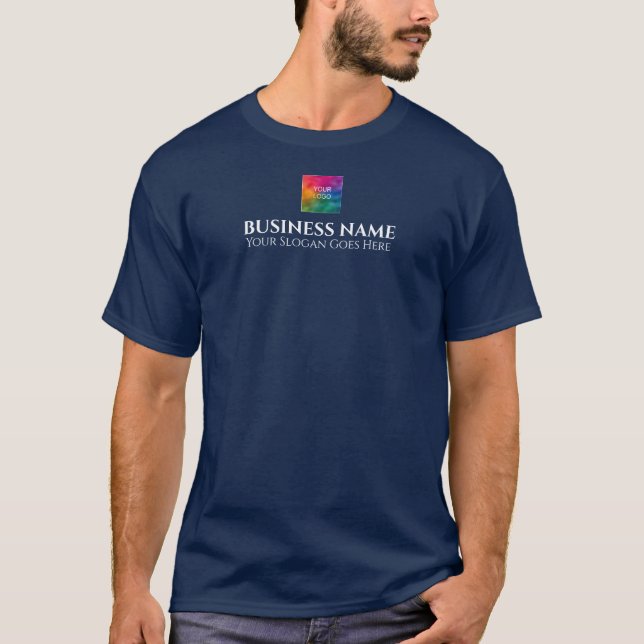 Camiseta Personalizado Navy Blue Añadir logo de la compañía (Anverso)