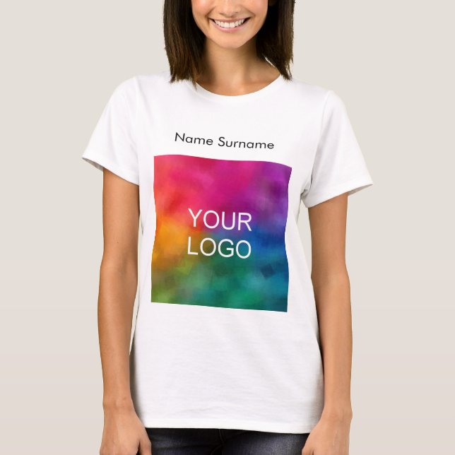 Camiseta Personalizado Negocios Su Logotipo Aquí Mujeres Em (Anverso)