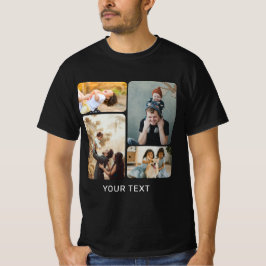 Camiseta Personalizado negro Añadir colección de fotos y te