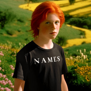 Camiseta Personalizado negro simple Añadir su nombre elegan