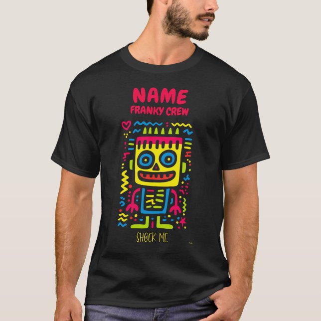 Camiseta Personalizado Neon Franky Pop Art Shock Me Halloee (Anverso)