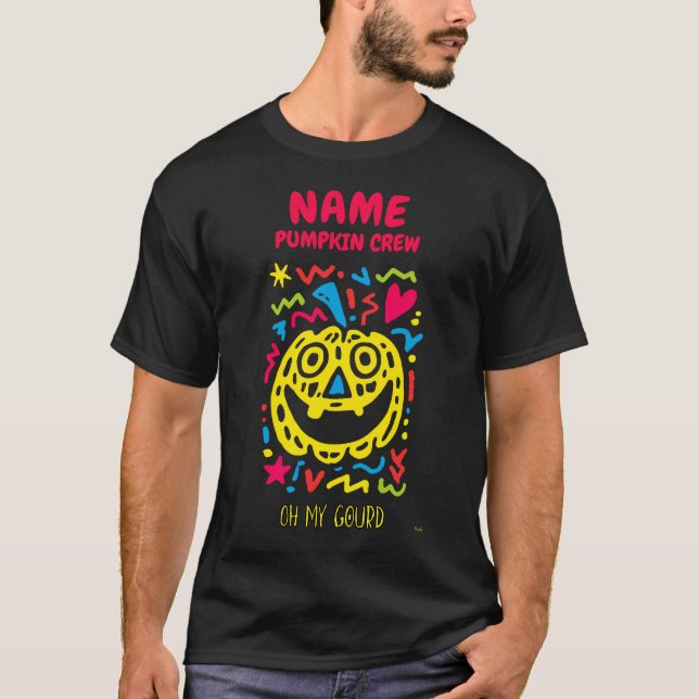 Camiseta Personalizado Neon Pumpkin Pop Art Funny Halloween (Anverso)